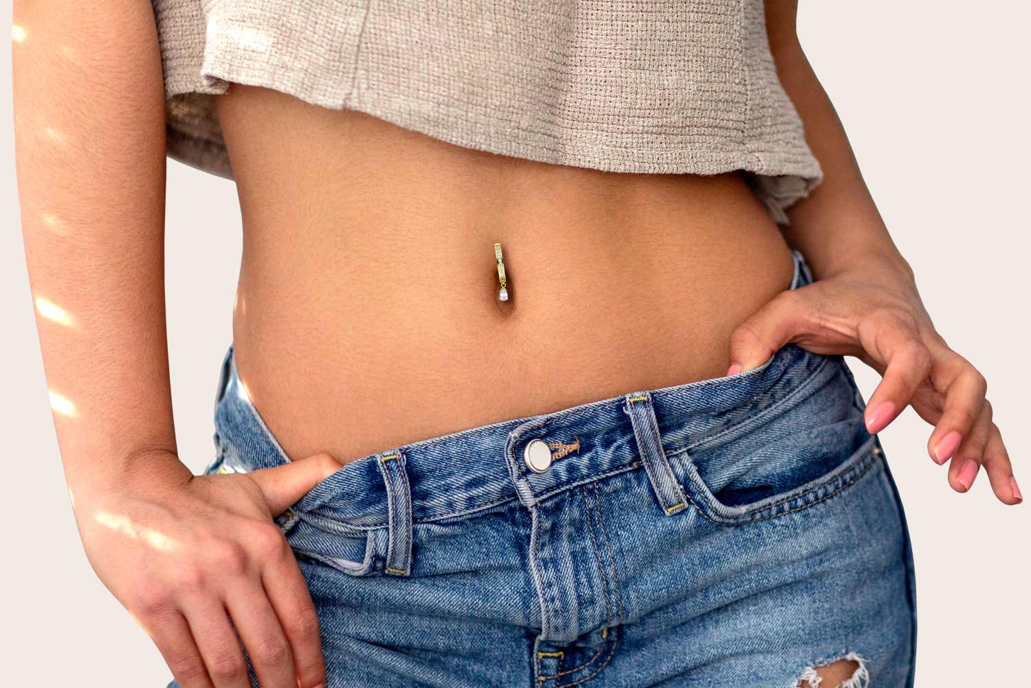 Titanium belly button clicker ARCH + CRYSTAL DROP