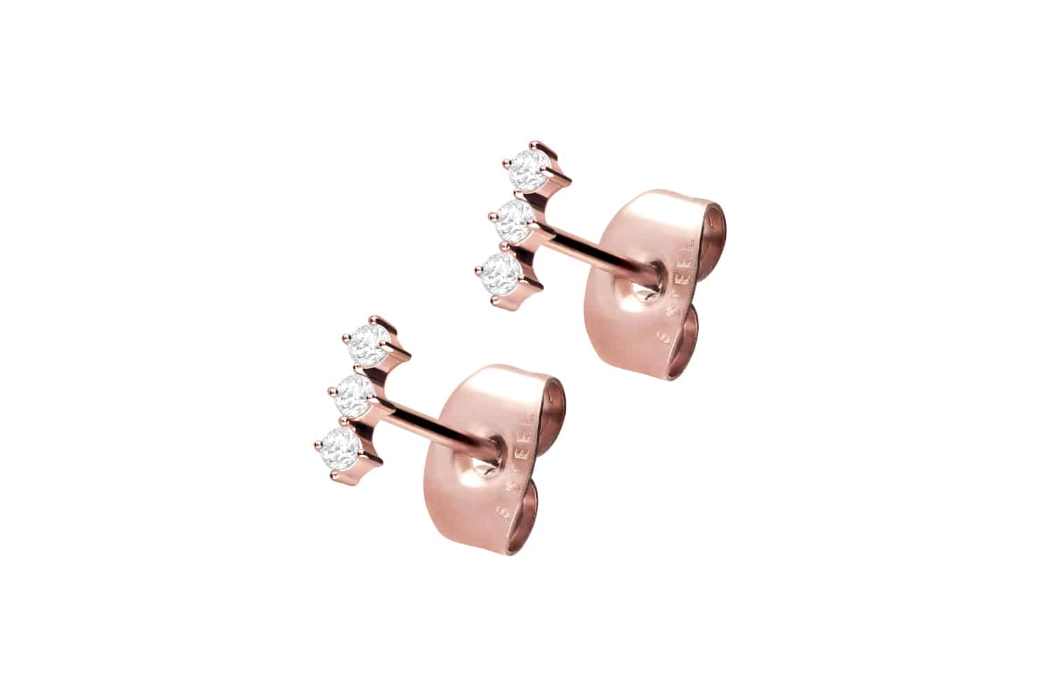 Surgical steel ear studs 3 CRYSTALS