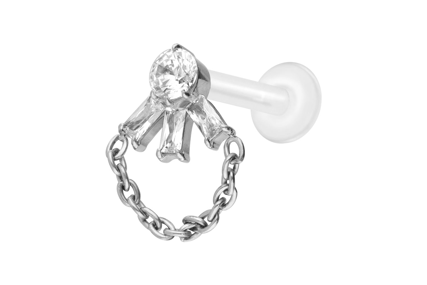 PTFE Labret mit Innengewinde + Titan-Aufsatz LOTUSBLÜTE + KETTE