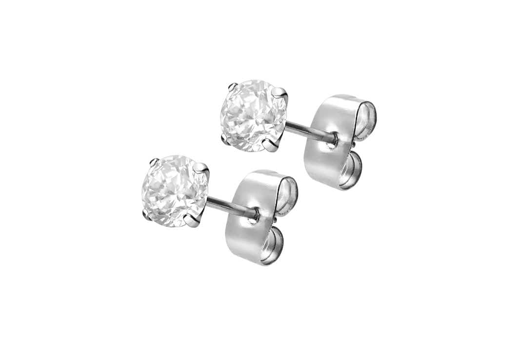 Surgical steel ear studs SETTED CRYSTAL