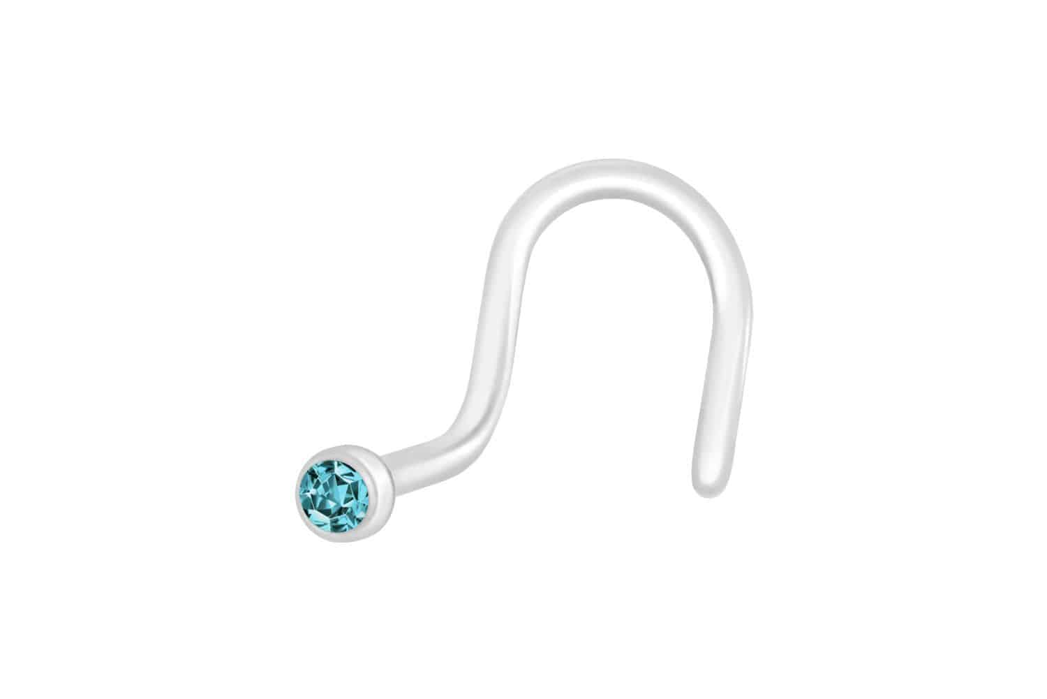 PTFE nose stud spiral CRYSTAL - flexible