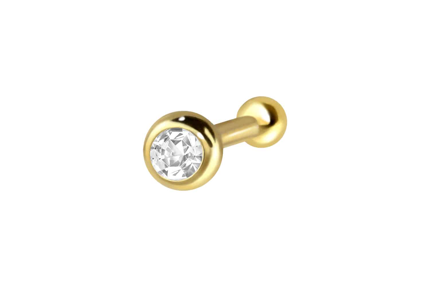 18 carat gold nose stud pin ROUND CRYSTAL