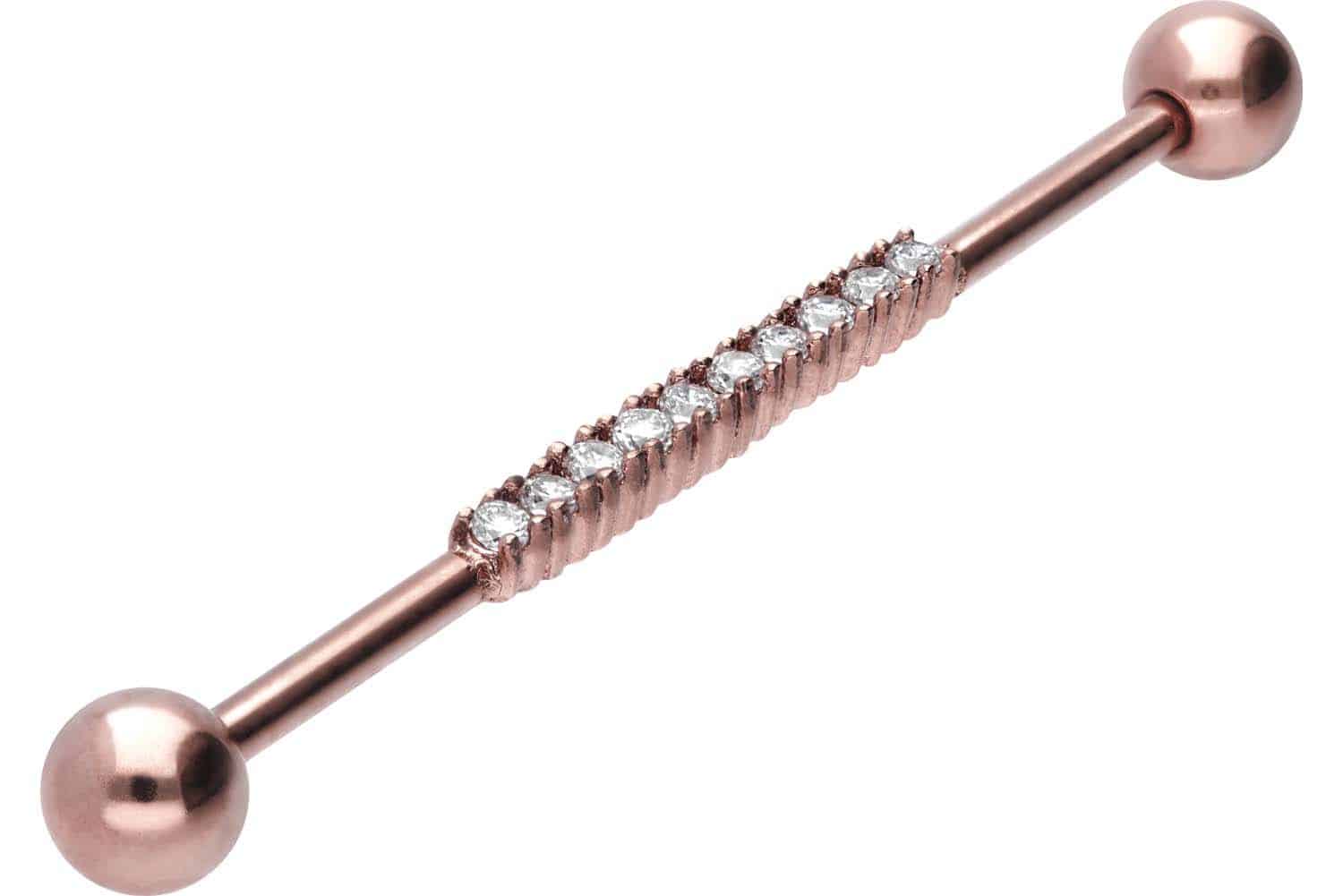 Surgical steel industrial ear piercing BAR + 10 CRYSTALS