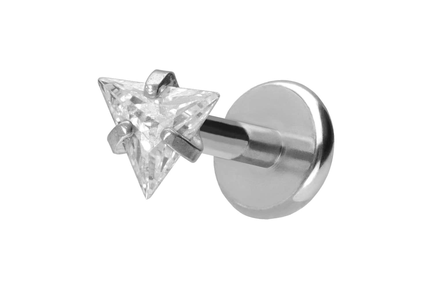 Titanium labret with push fit SETTED CRYSTAL TRIANGLE