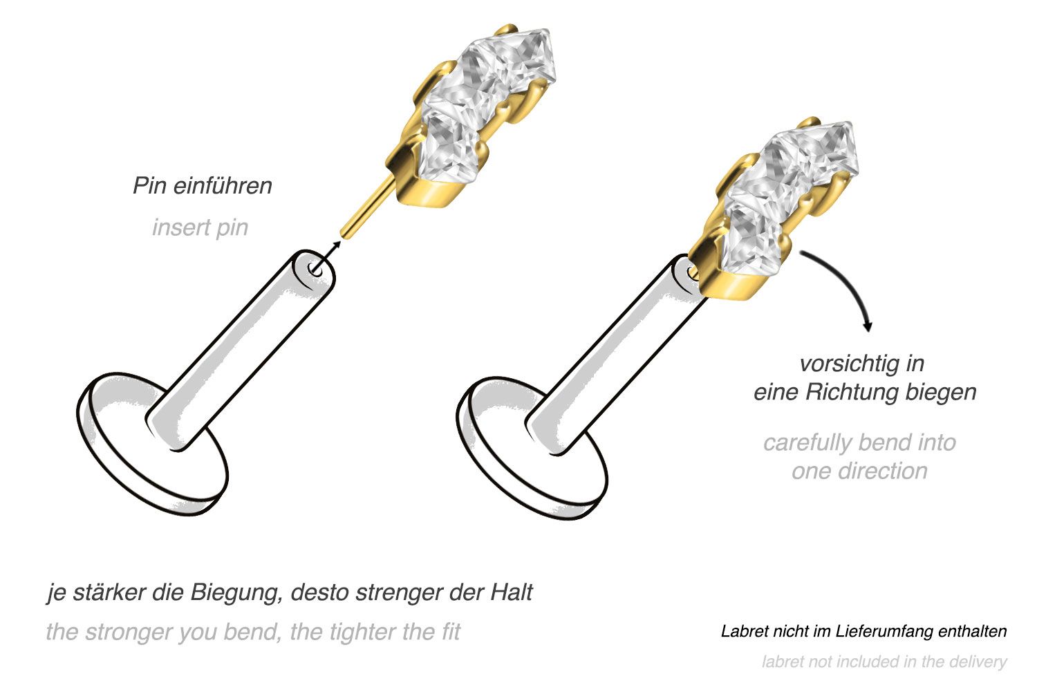 Titan Aufsatz mit Push Pin EINGEFASSTE KRISTALLTRAPEZE