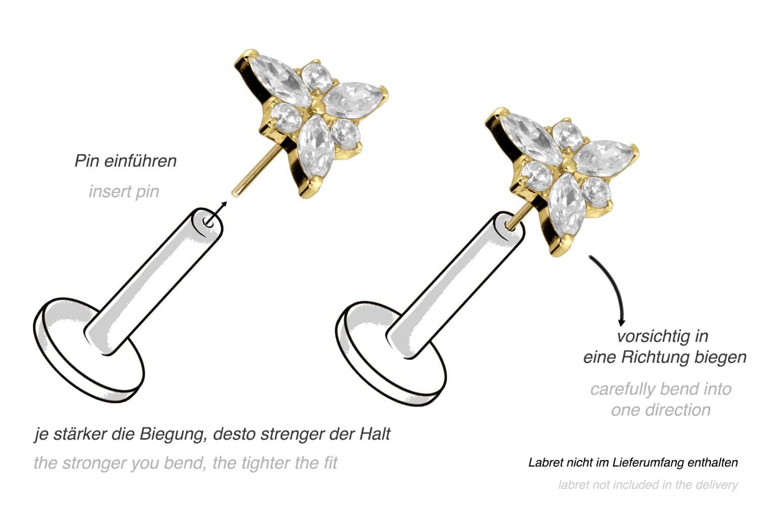 Titanium attachment with push pin CRYSTAL BLOSSOM