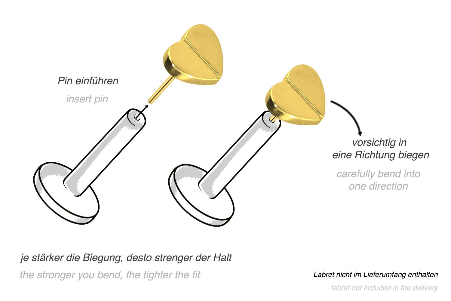 Titanium attachment with push pin HEART