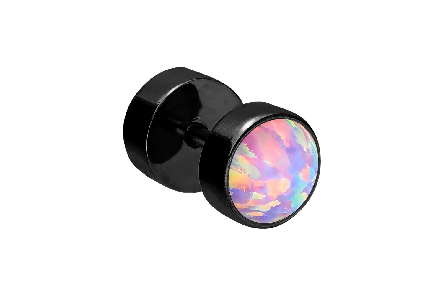 Surgical steel fake plug SYNTHETIC OPAL ++SALE++