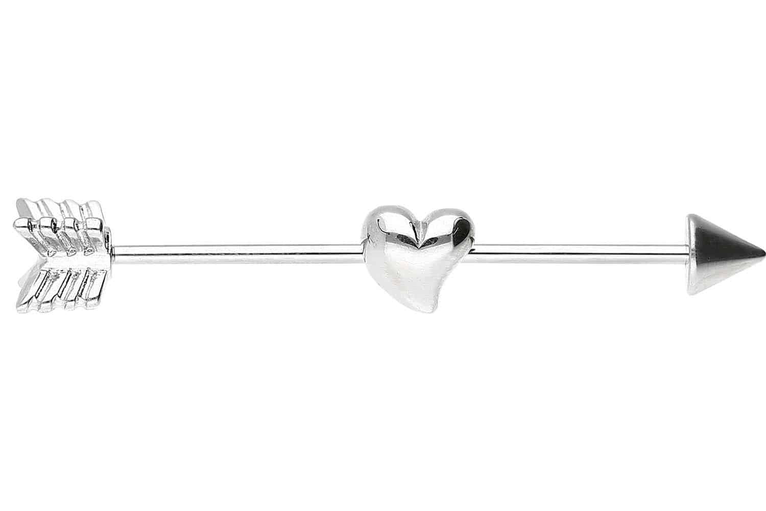 Surgical steel industrial ear piercing ARROW + HEART