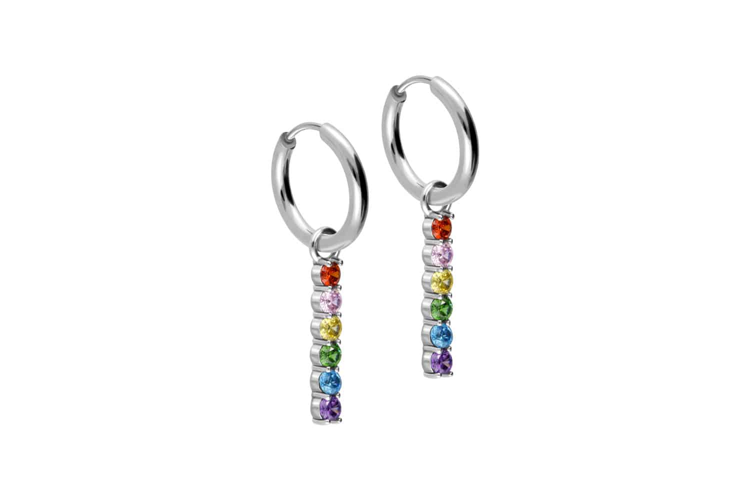 Surgical steel ear clicker creoles MULTICOLORED CRYSTAL BAR