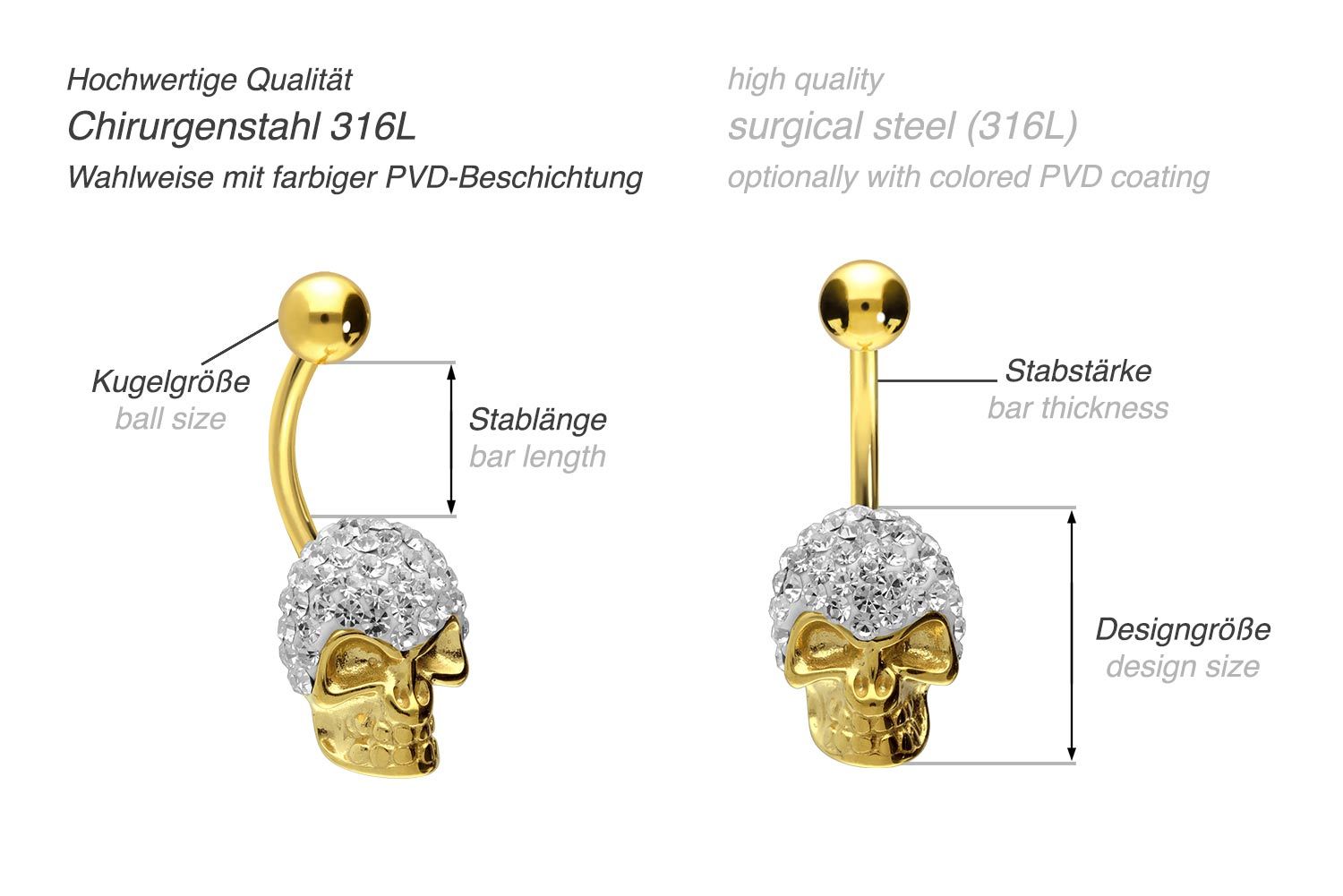 Surgical steel bananabell SKULL