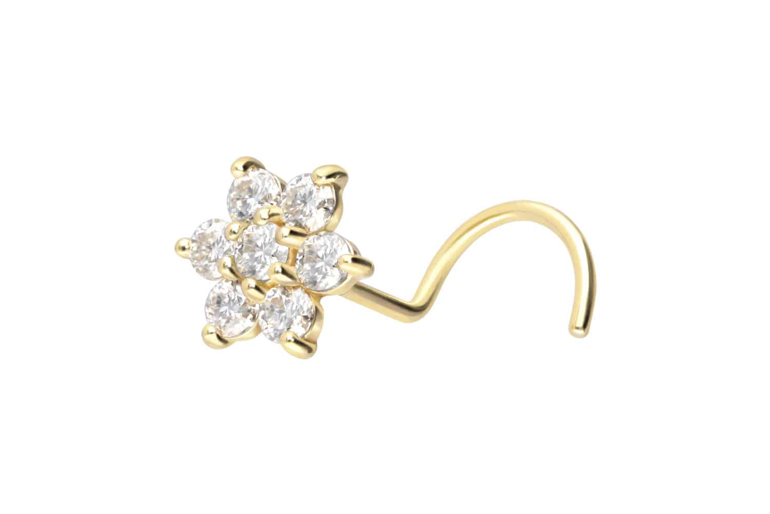 18 carat nose stud spiral MOISSANITE FLOWER