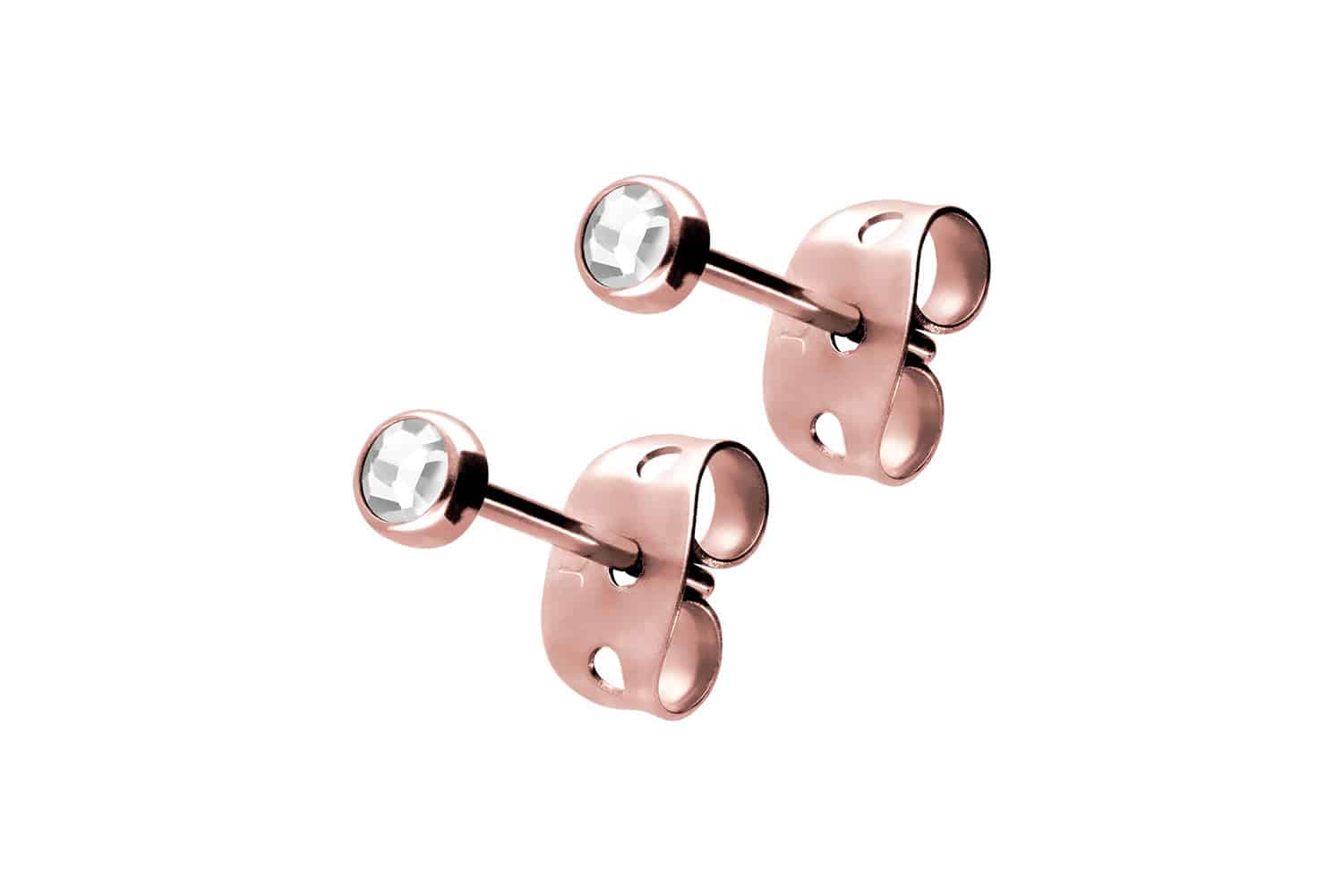 Titanium ear studs FLAT CRYSTAL