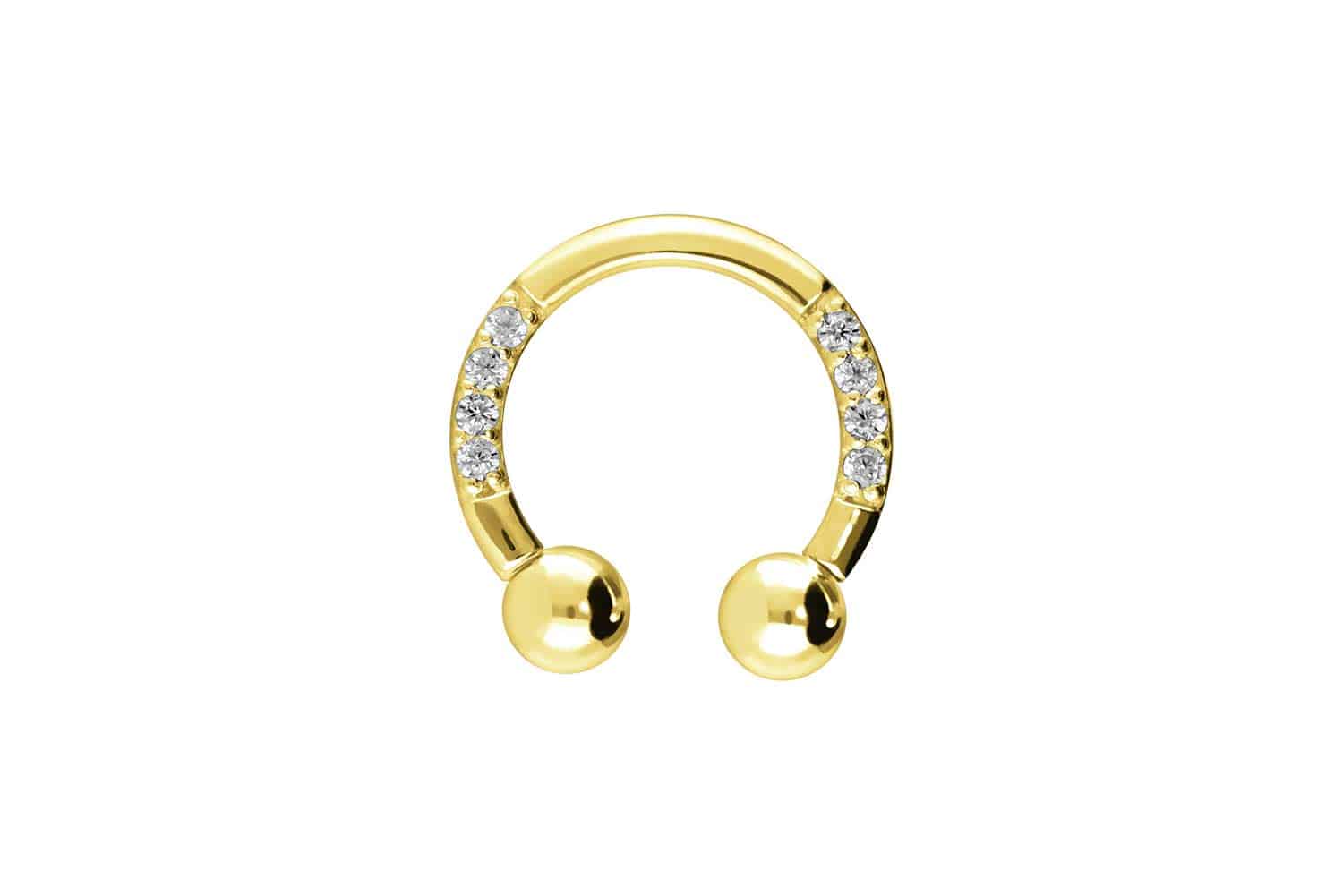 18 carat gold circular barbell SETTED CRYSTALS