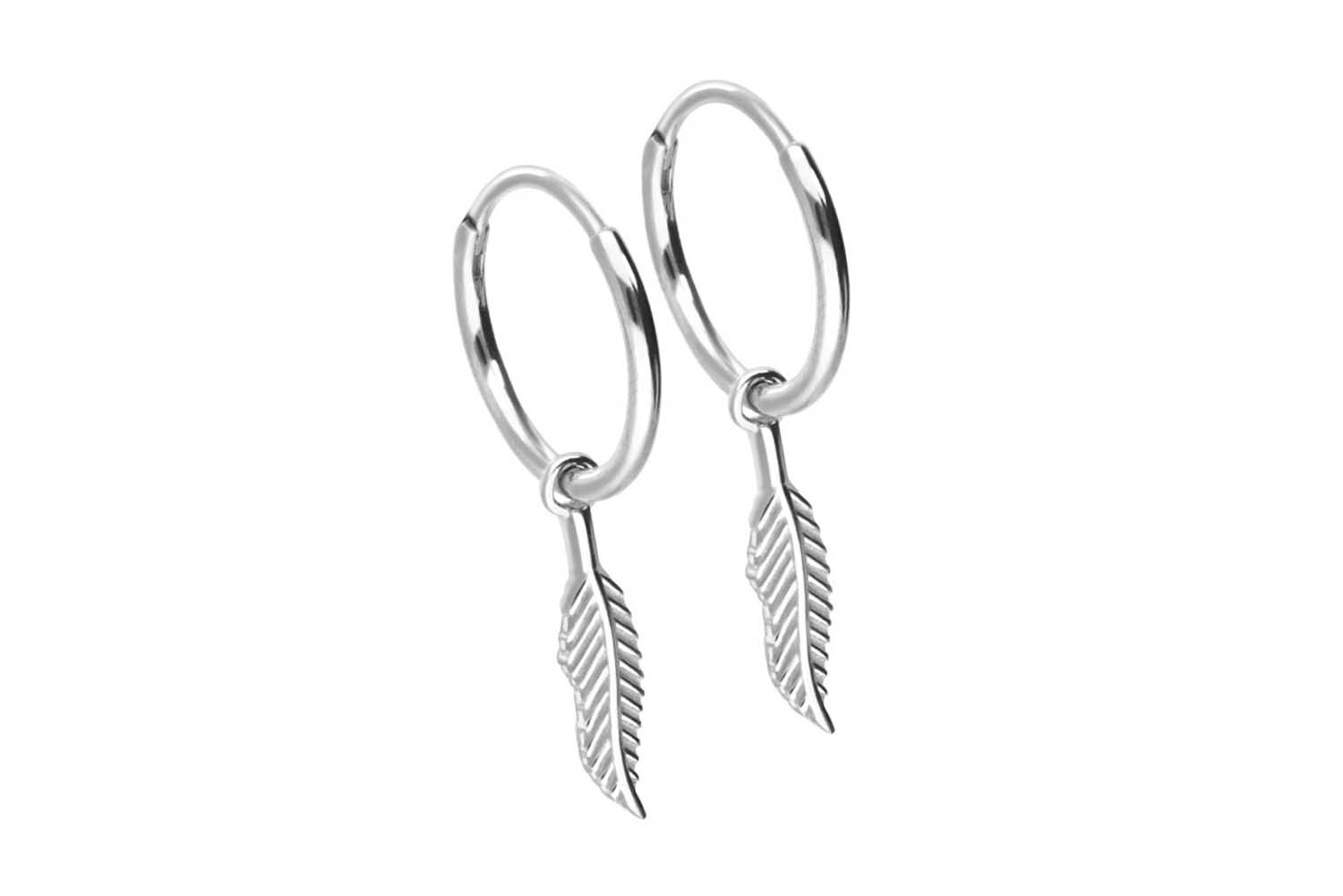 Surgical steel ear clicker creoles FEATHER