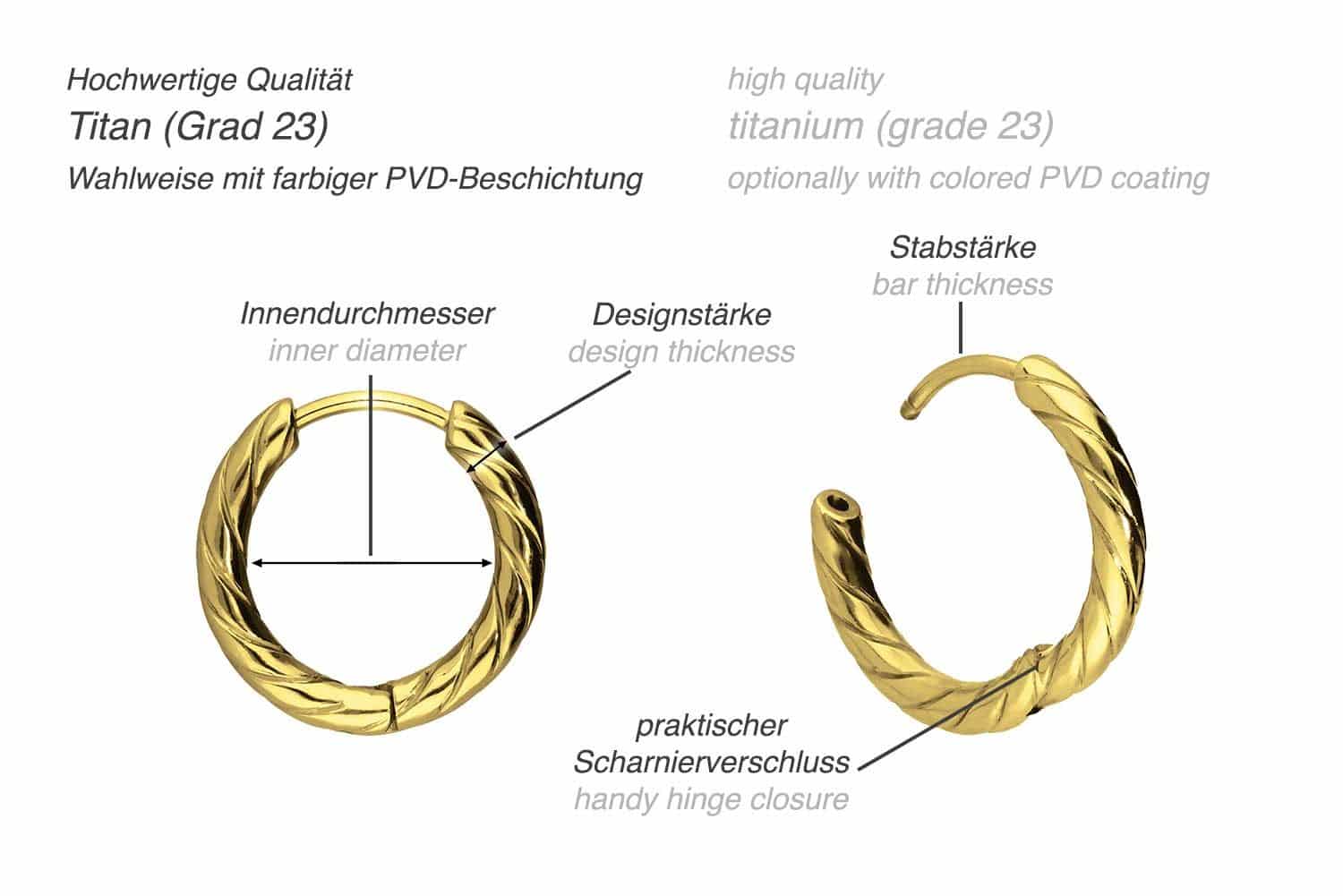 Titanium ear clicker creoles TWISTED