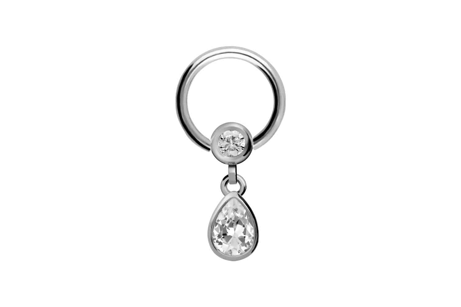 Surgical steel ball closure ring CRYSTAL DROP