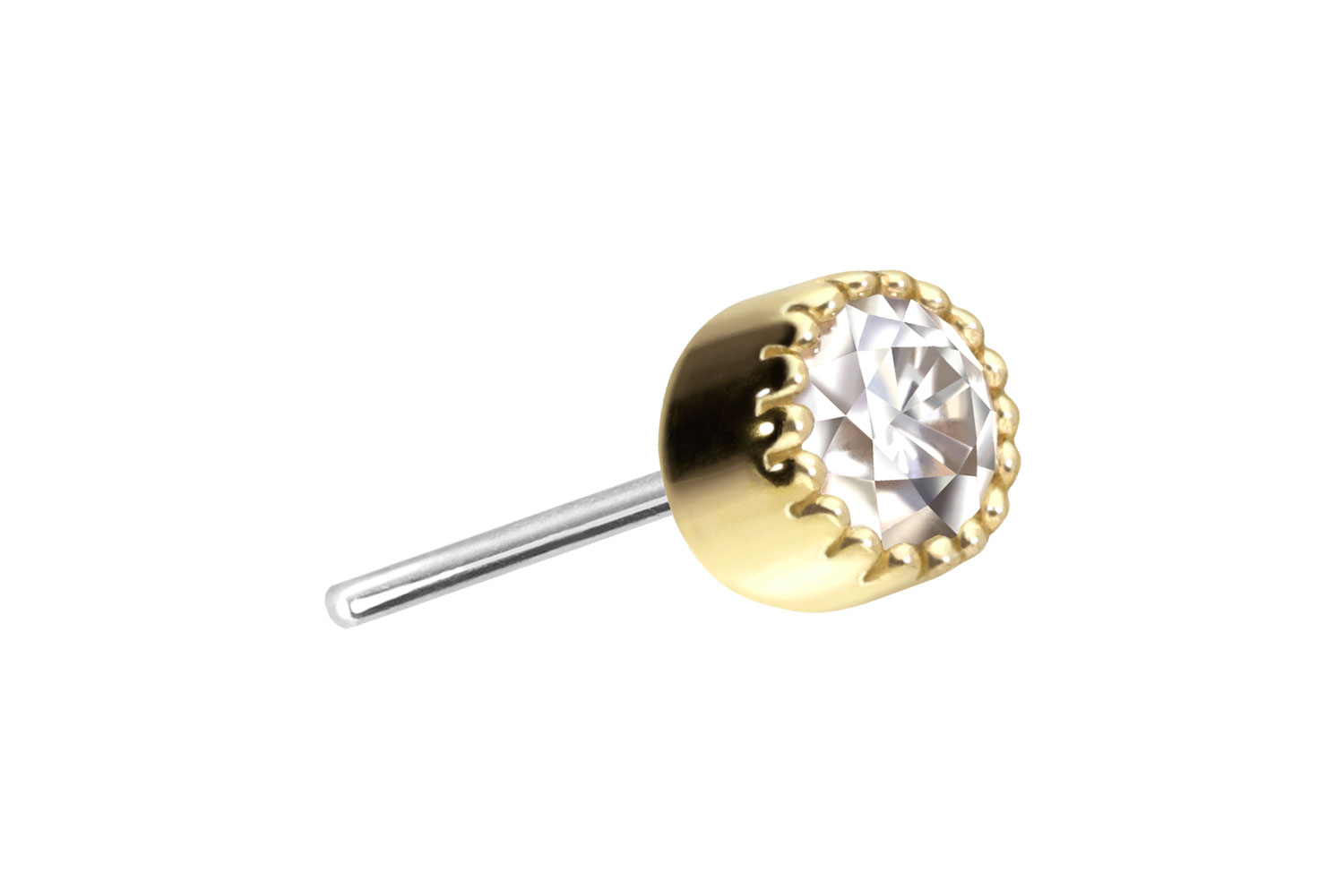 14 Karat Gold Aufsatz mit Titan Push Pin MOISSANIT-DISC