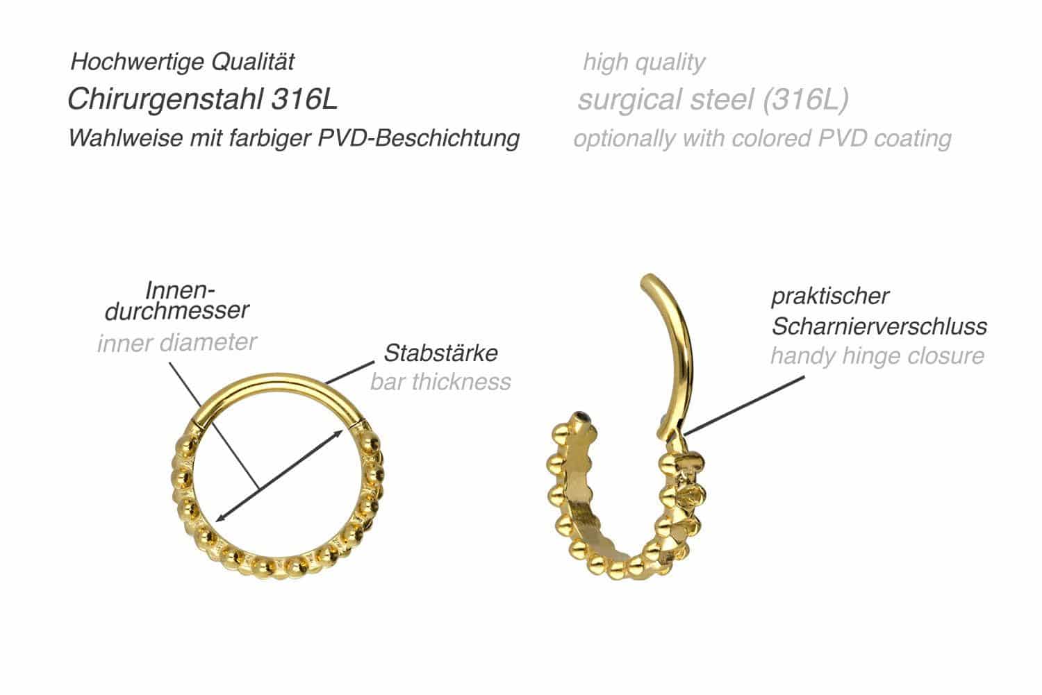 Surgical steel segment ring clicker BACKBONE