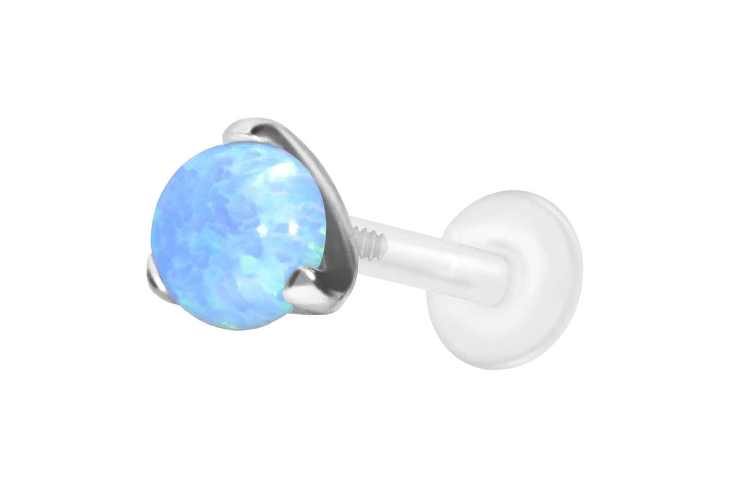 PTFE Labret mit Innengewinde + Titan-Aufsatz SYNTHETISCHER OPAL