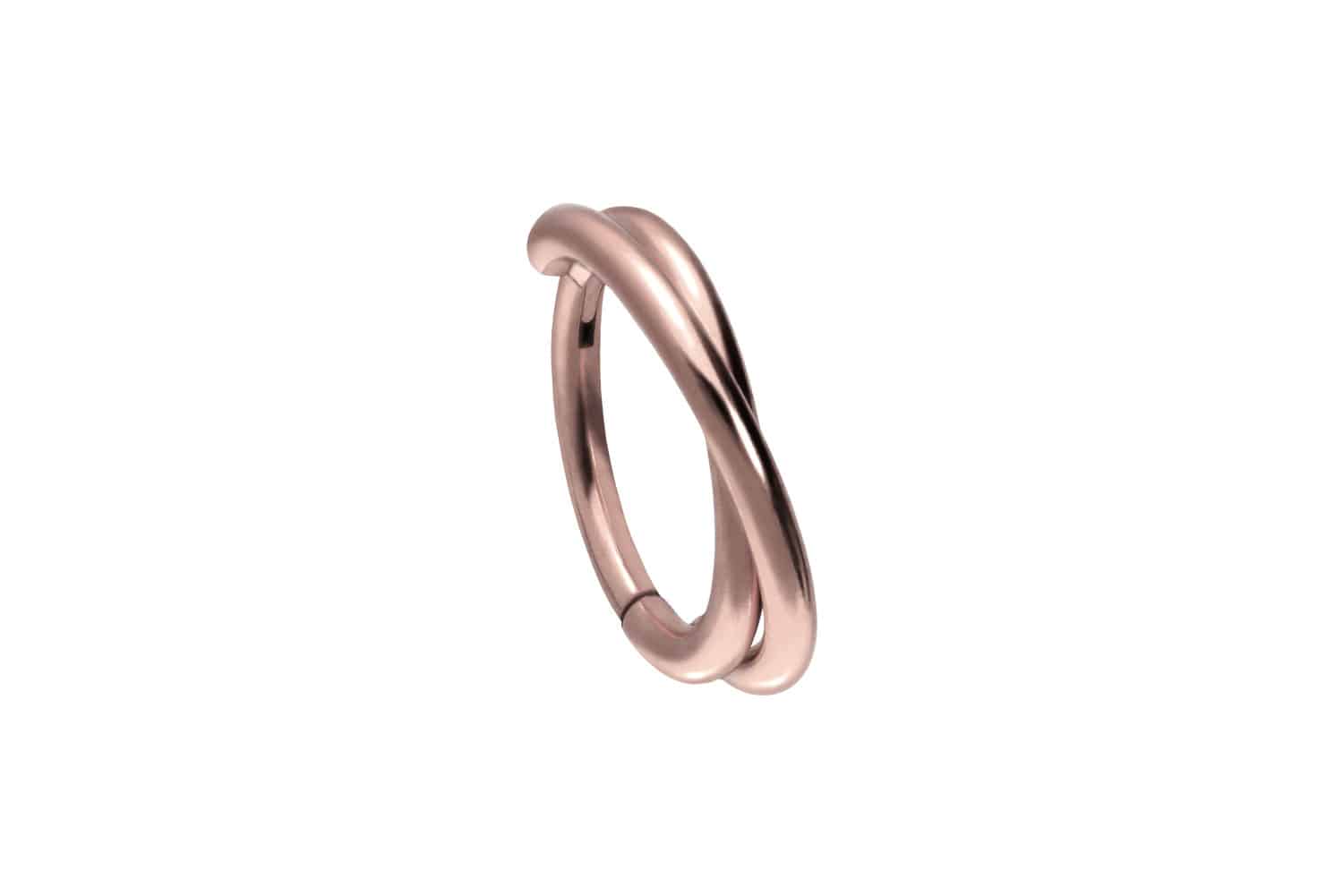 Titanium segment ring clicker 2 CROSSED RINGS