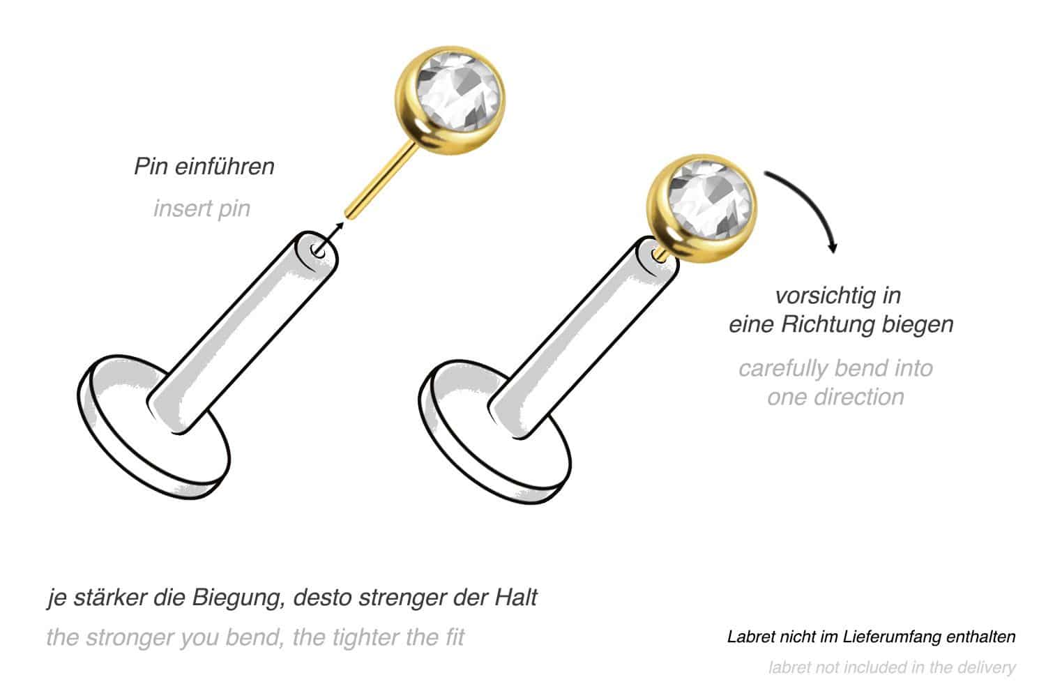 Titan Kugel mit Push Pin KRISTALL