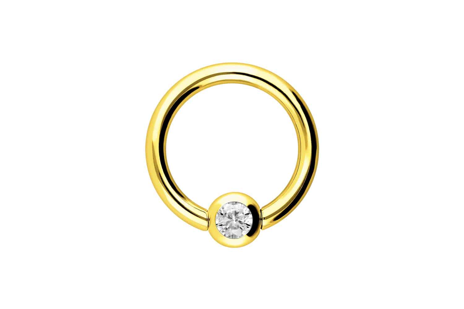 18 carat gold ball closure ring CRYSTAL