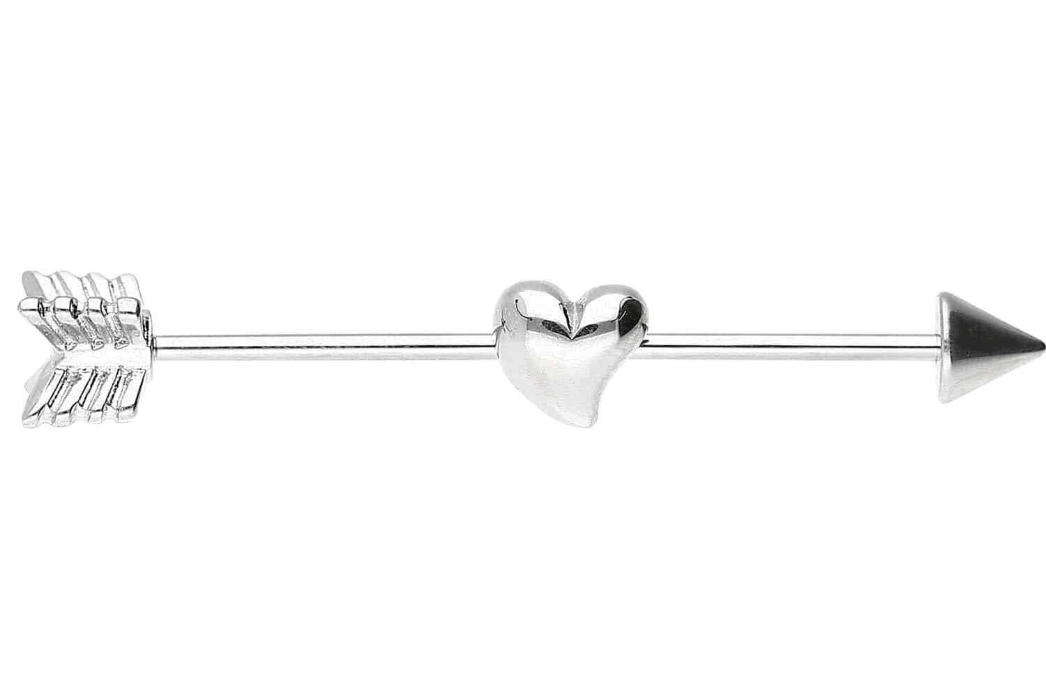 Surgical steel industrial ear piercing ARROW + HEART