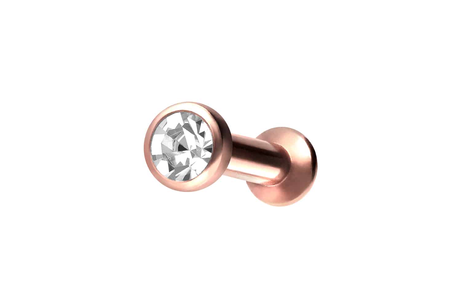 Titan Triple Piercing Mini Labret mit Innengewinde FLAT-DISC + KRISTALL