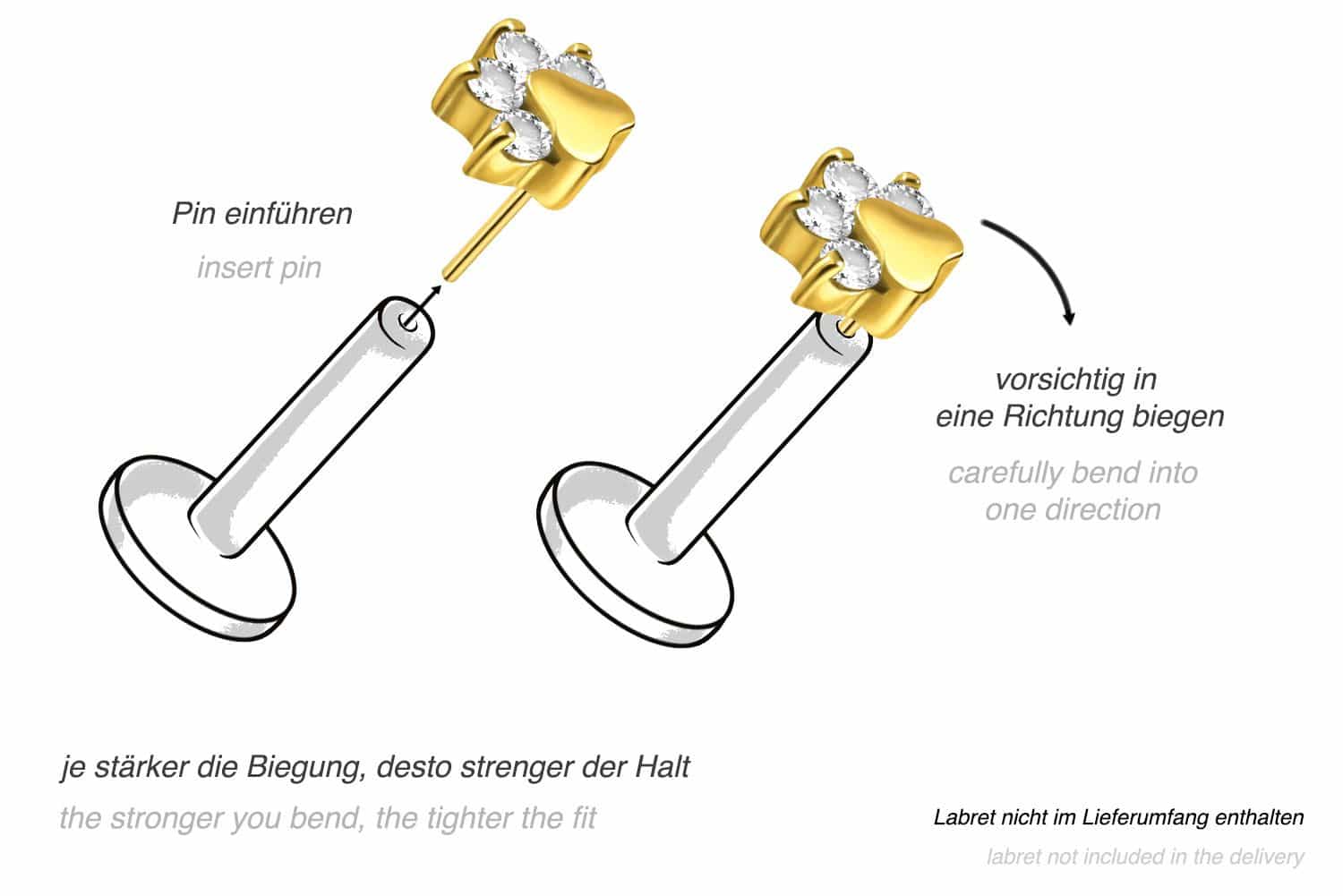 Titanium attachment with push pin CRYSTAL PAW