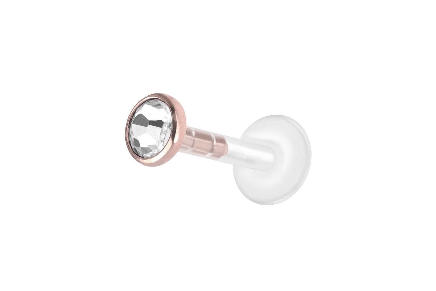 PMFK Labret mit Plug-in System + Chirurgenstahl-Aufsatz FLACHER KRISTALL