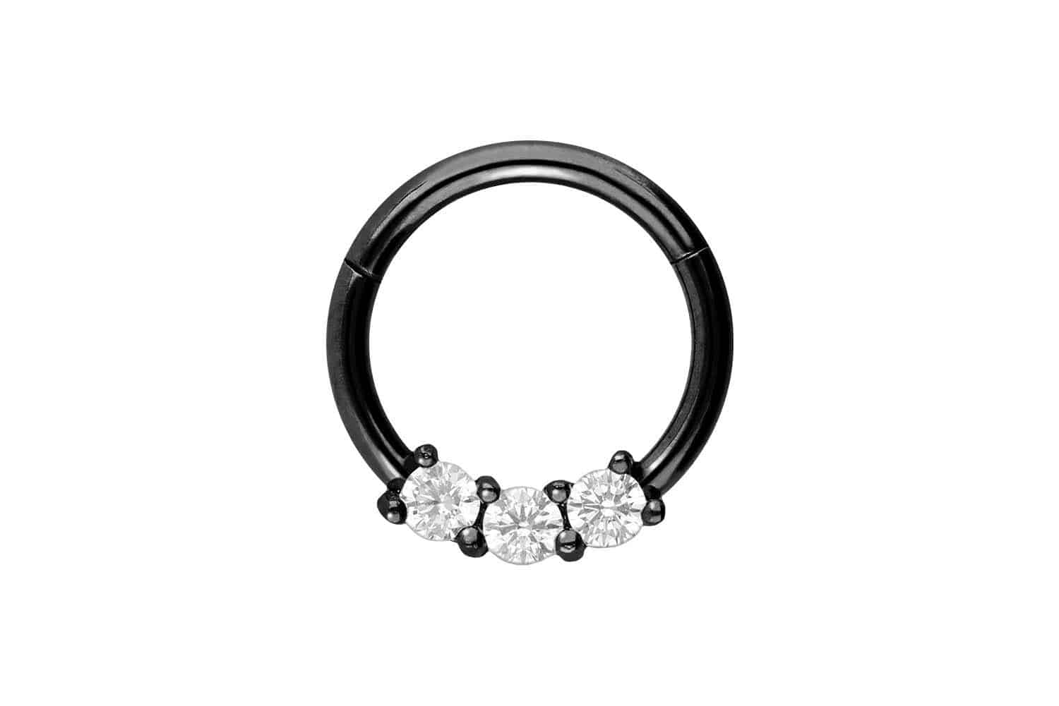 Surgical steel segment ring clicker 3 CRYSTALS
