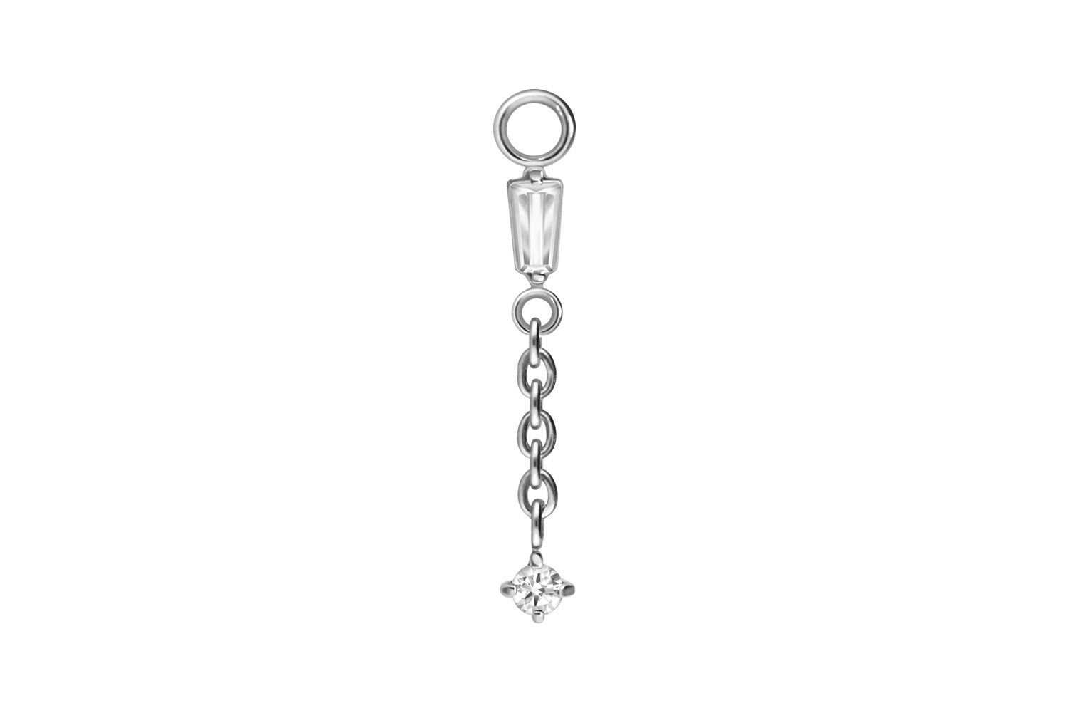 Surgical steel pendant for clickers 2 CRYSTALS + CHAIN