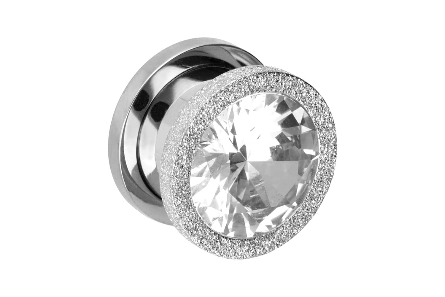 Surgical steel plug BIG CRYSTAL + DIAMOND LOOK ++SALE++