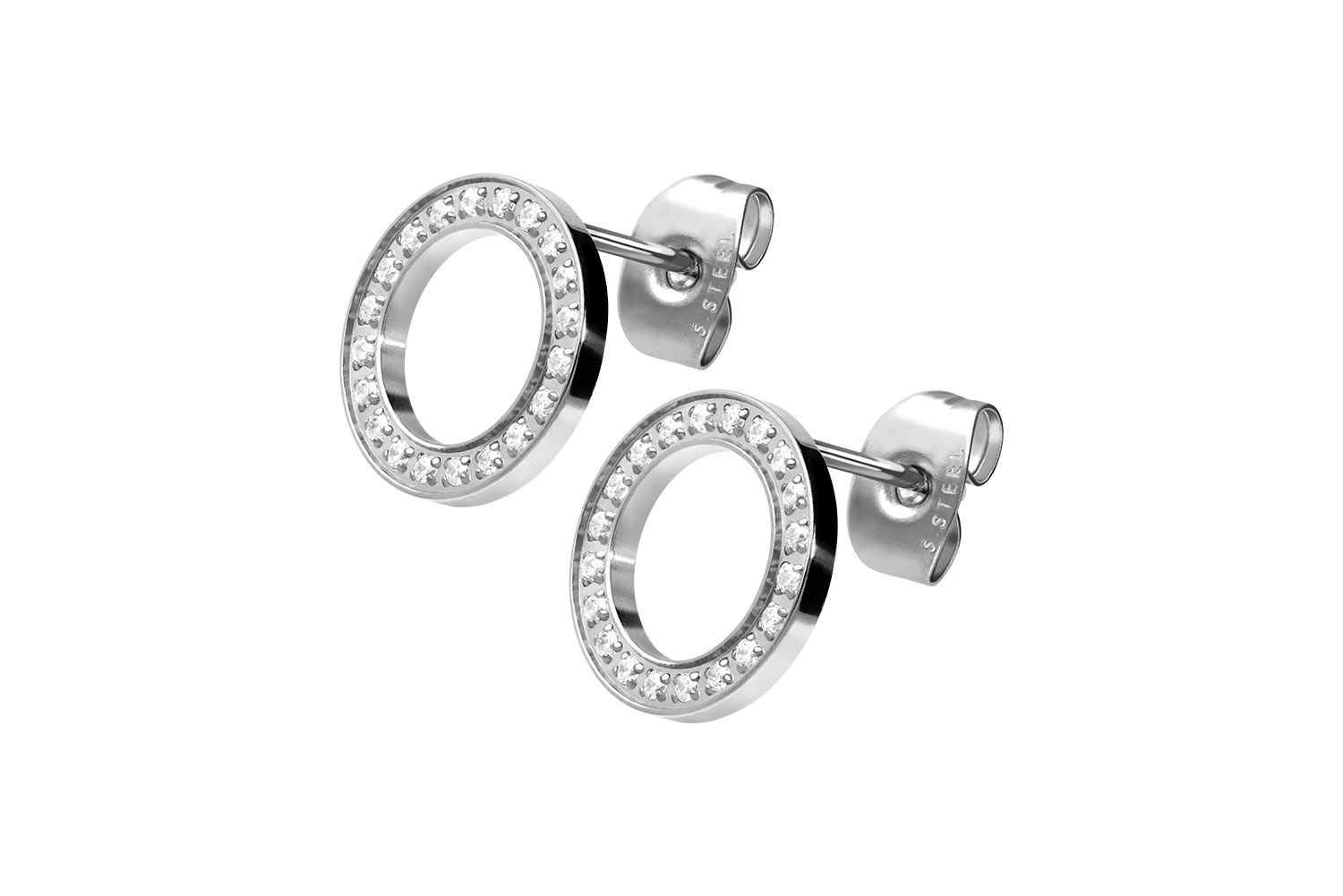 Surgical steel ear studs CRYSTAL CIRCLE