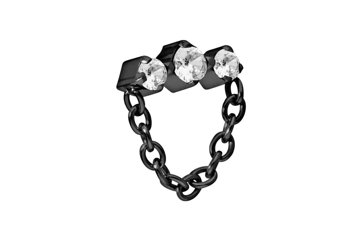 Titanium screw-in attachment with external thread 3 SETTED CRYSTALS + CHAIN