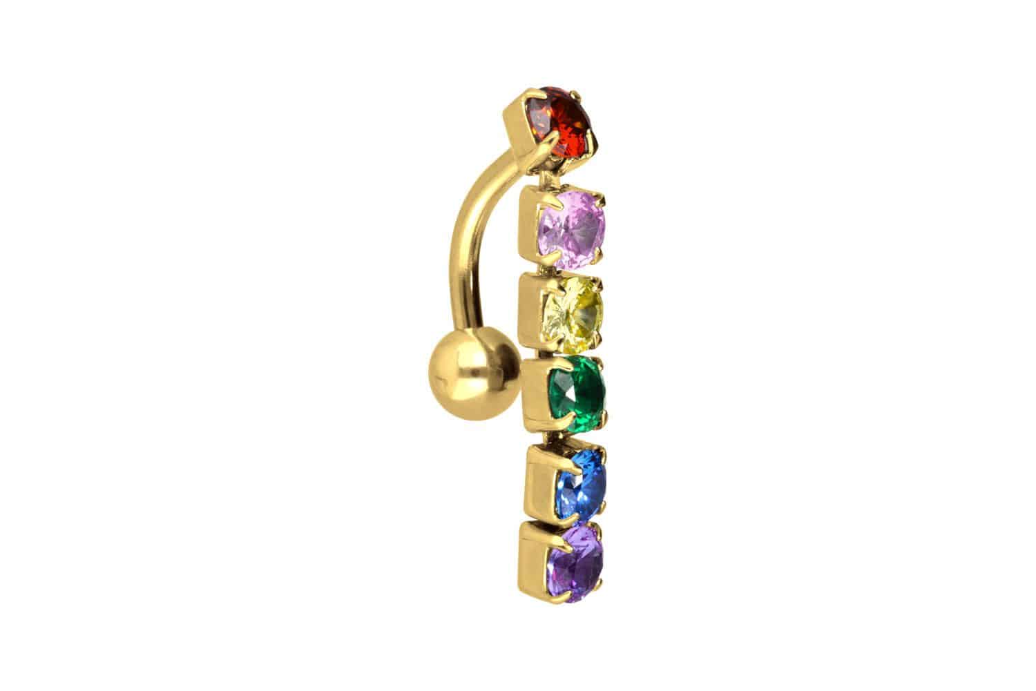 Surgical steel bananabell MULTICOLORED CRYSTAL CHAIN