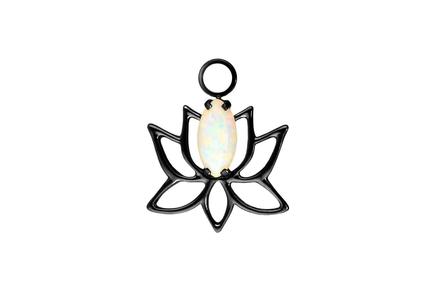 Titanium pendant for clickers LOTUS BLOSSOM + SYNTHETIC OPAL