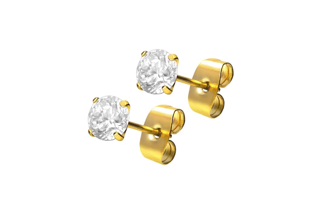 Surgical steel ear studs SETTED CRYSTAL