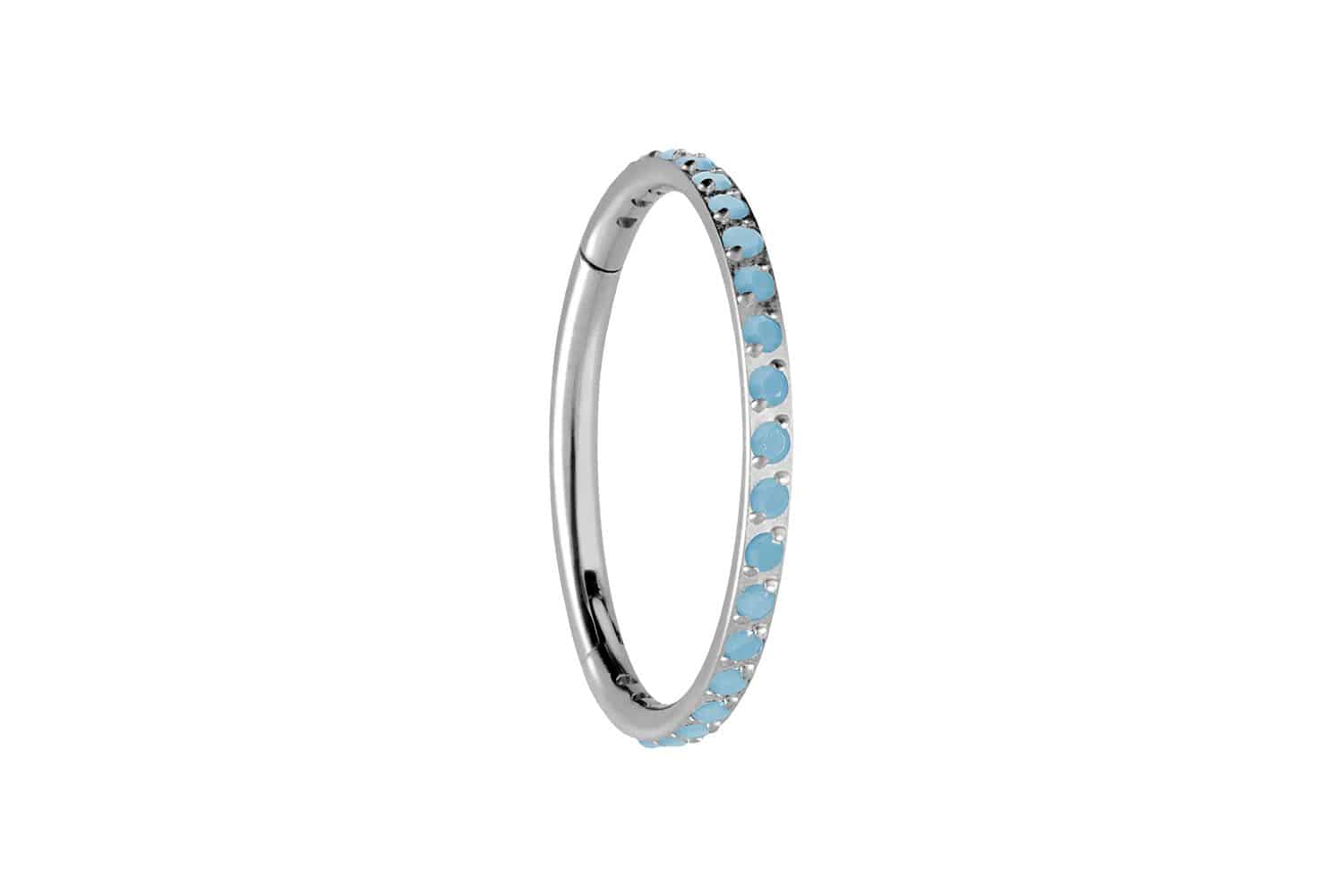 Titanium segment ring clicker SETTED SYNTHETIC TURQUOISES