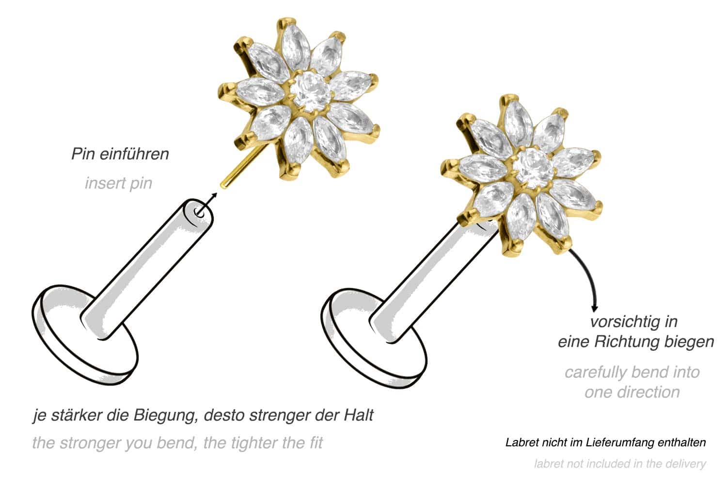 Titan Aufsatz mit Push Pin KRISTALLBLUME