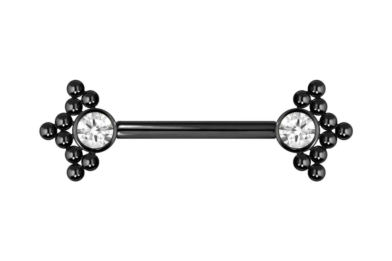 Titanium barbell with push fit CRYSTAL + 3 SPHERICAL TRIANGLES