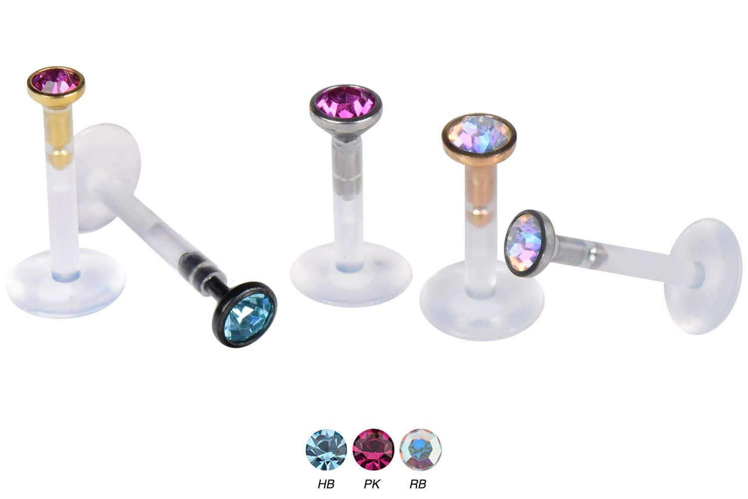 PTFE labret with surgical steel disc crystal - plug in system ++SALE++