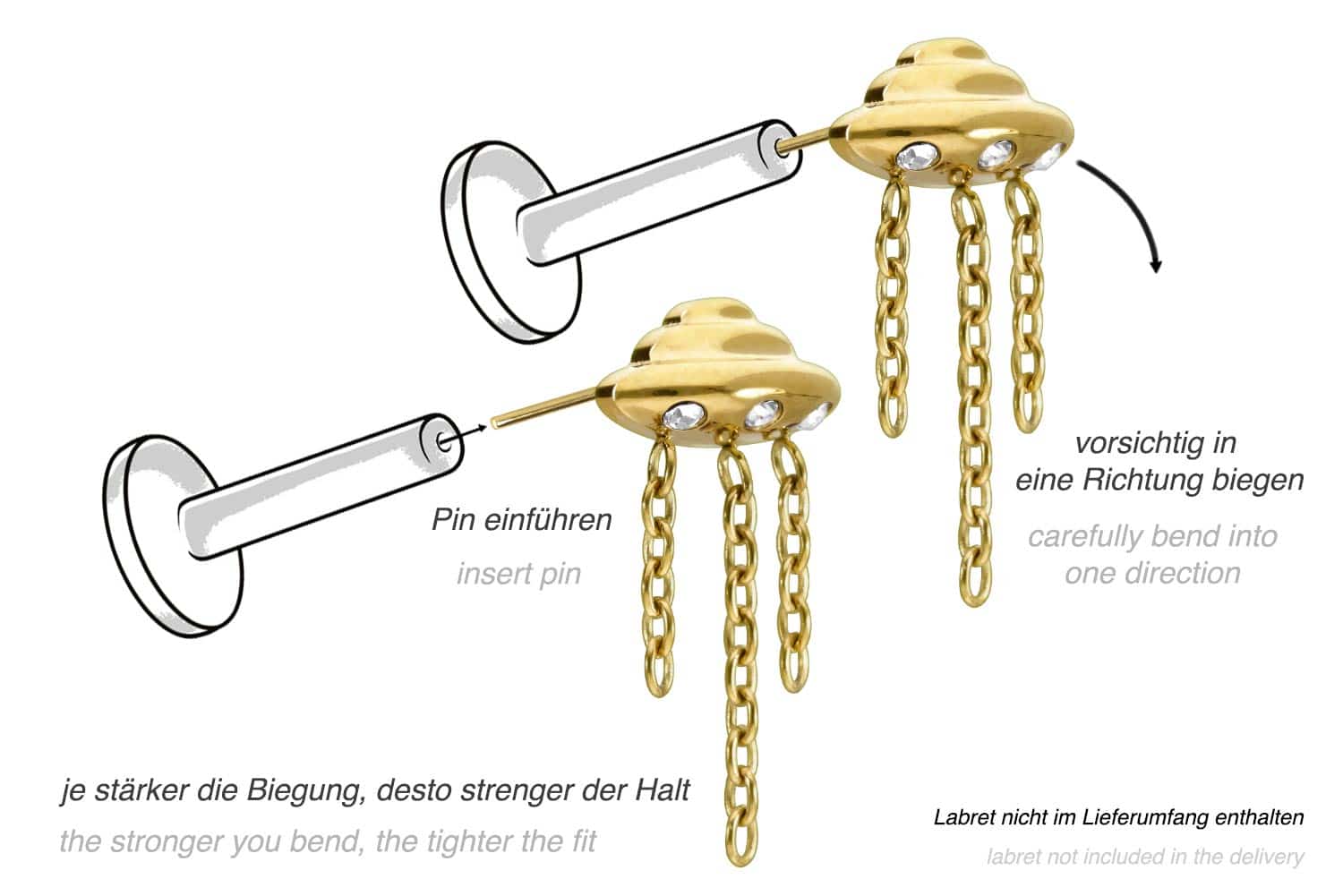 Titan Aufsatz mit Push Pin UFO + KETTEN + KRISTALLE