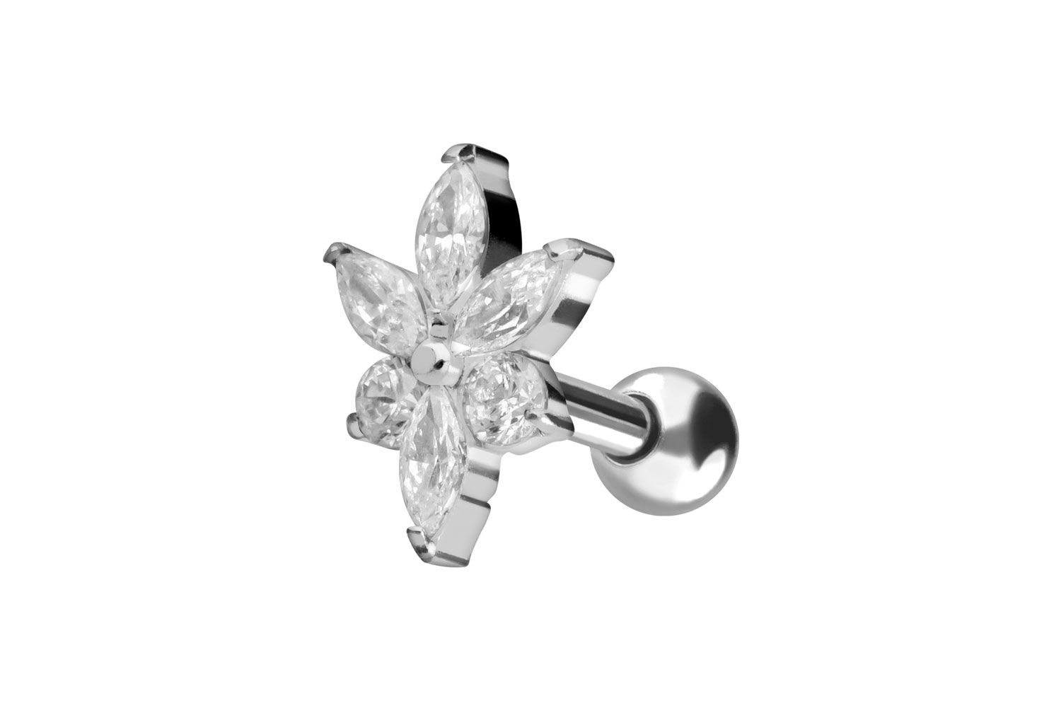 Titanium ear piercing CRYSTAL BLOSSOM