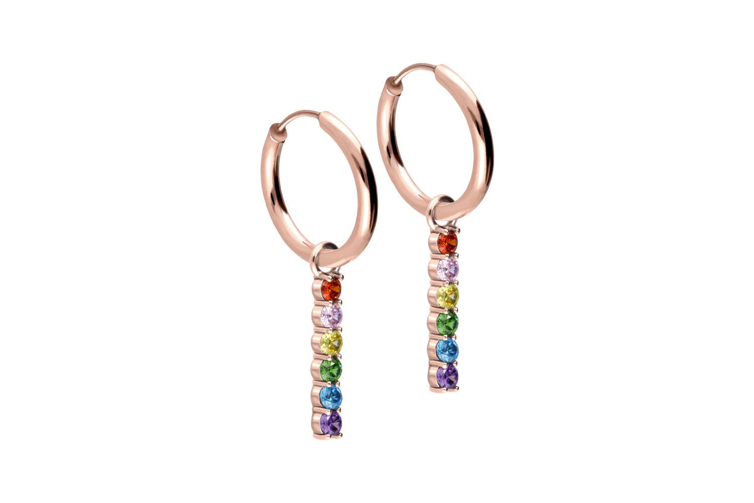 Surgical steel ear clicker creoles MULTICOLORED CRYSTAL BAR