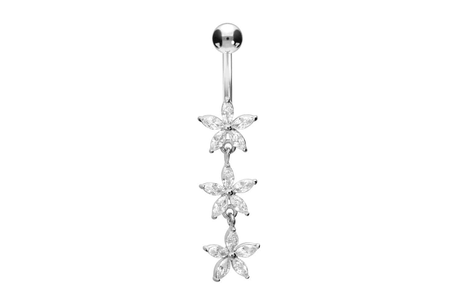 Surgical steel bananabell 3 LITTLE CRYSTAL FLOWERS