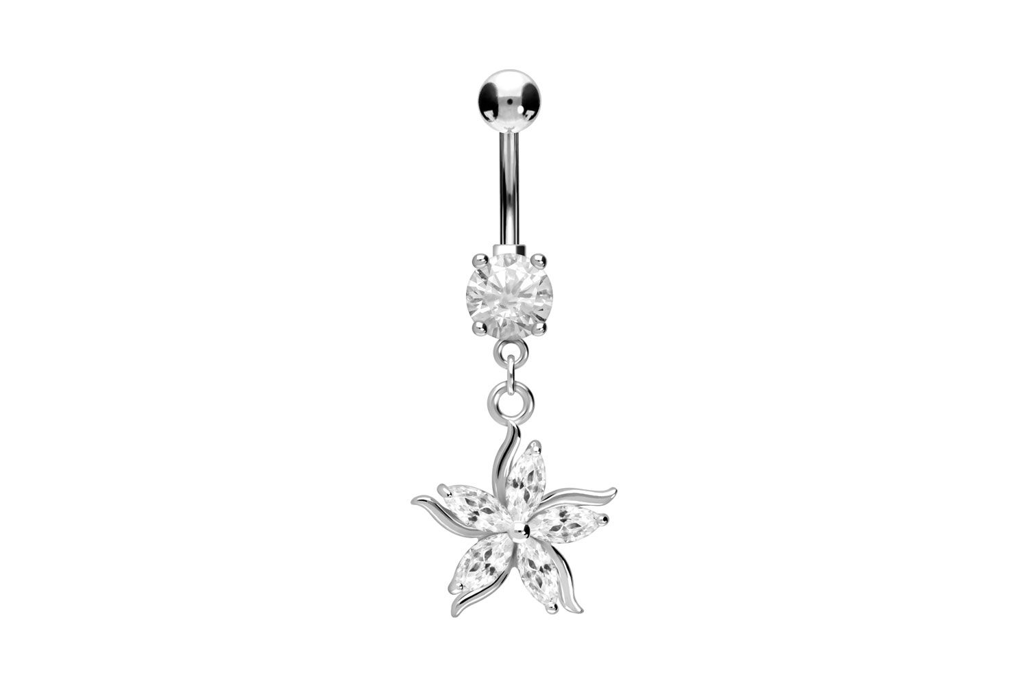 Surgical steel bananabell with brass design CRYSTAL FLOWER ++SALE++