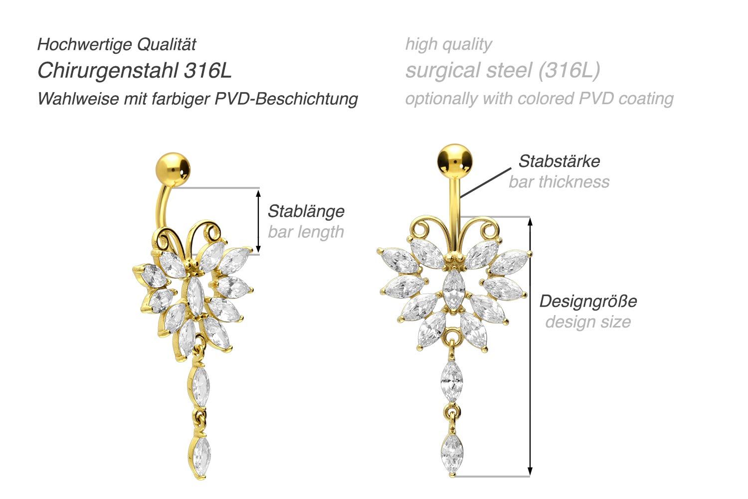 Surgical steel bananabell BIG BUTTERFLY