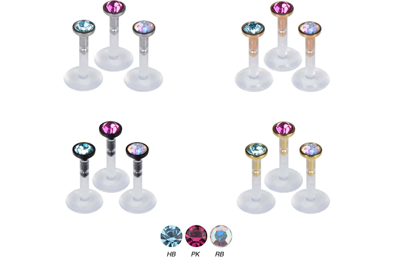 PTFE labret with surgical steel disc crystal - plug in system ++SALE++